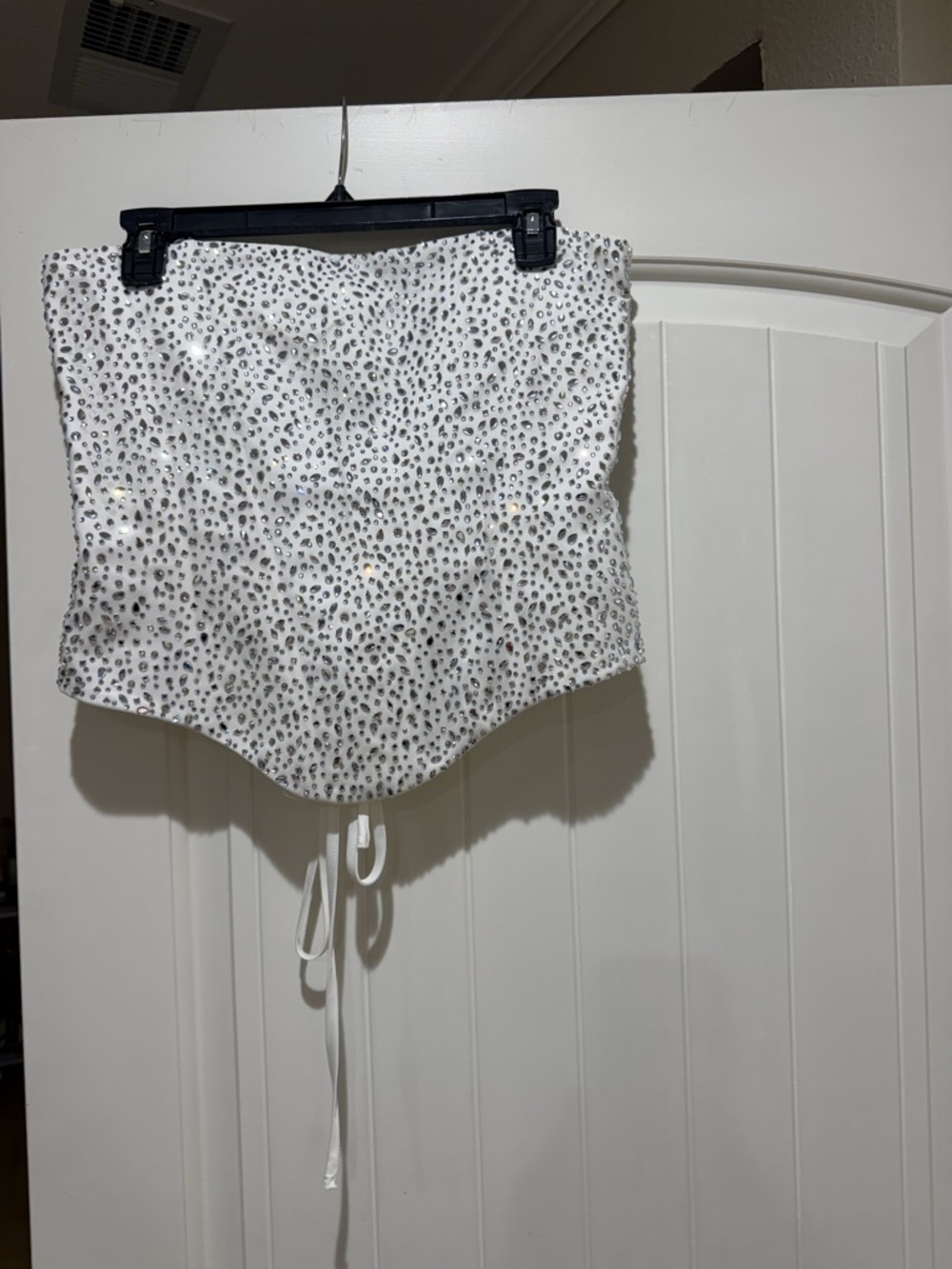 White Strapless Sequin Embellished Corset Top